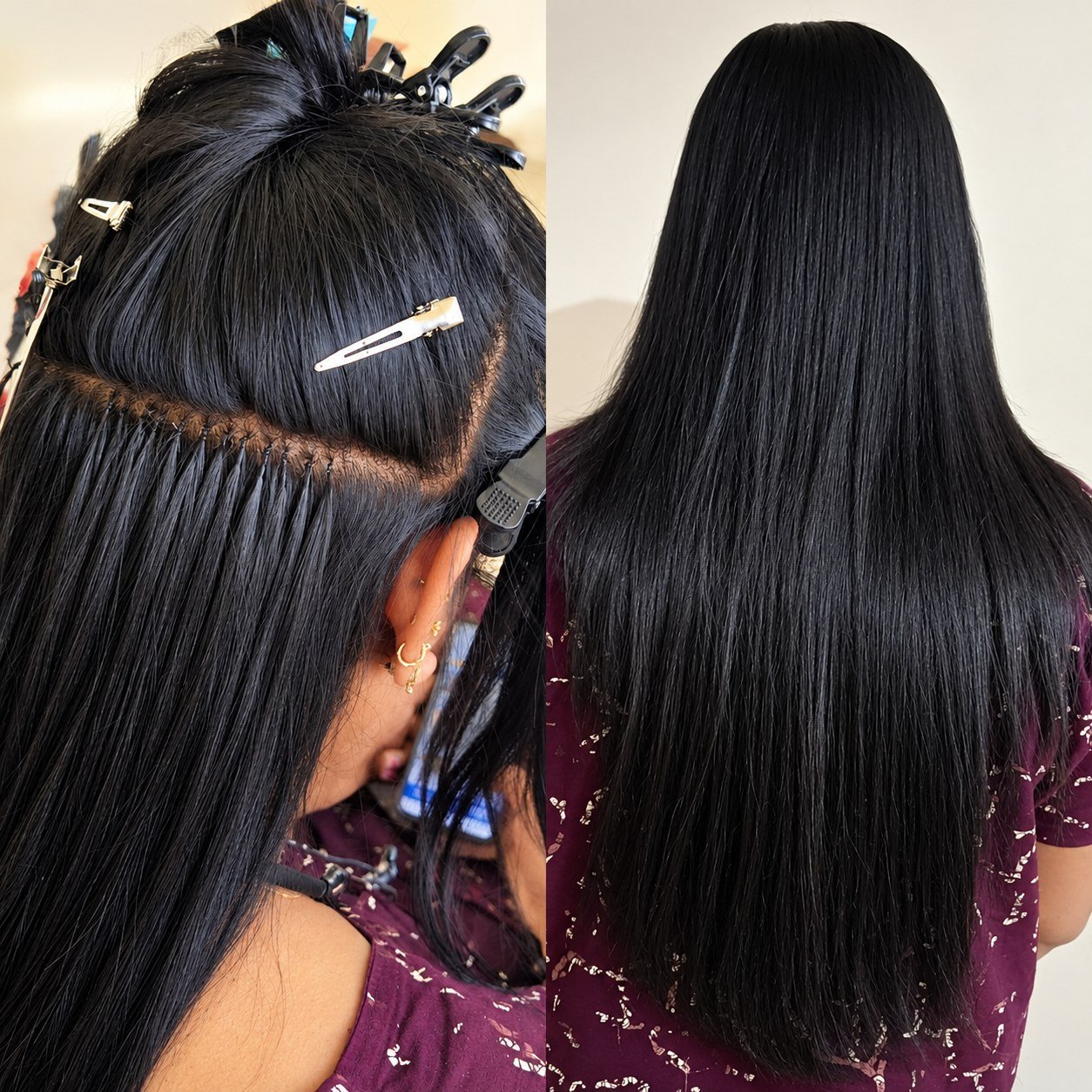 Hair Extensions · Before → After by Priya's Beauty Lab